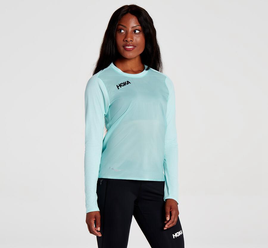 Hoka One One Womens Tops - Wind - Blue - MJUG02634